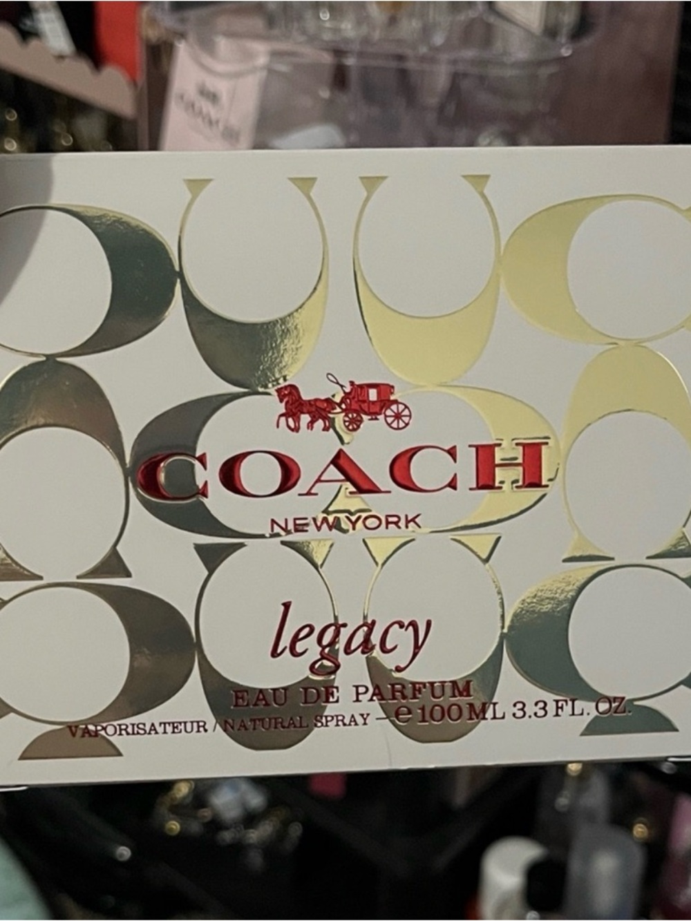 Coach White & Gold Box with Red Logo
